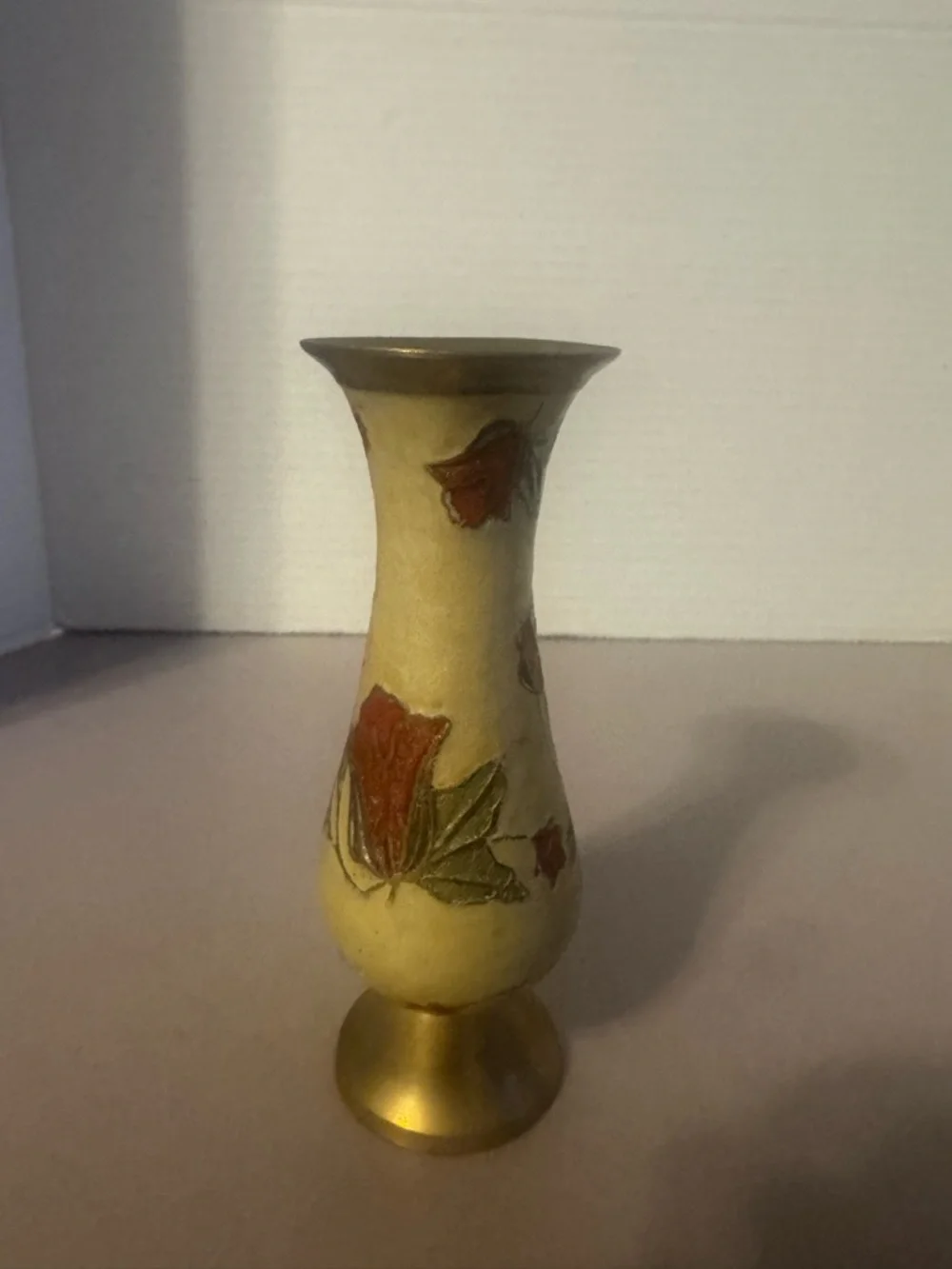 Vintage Small Enameled Vase - Aged